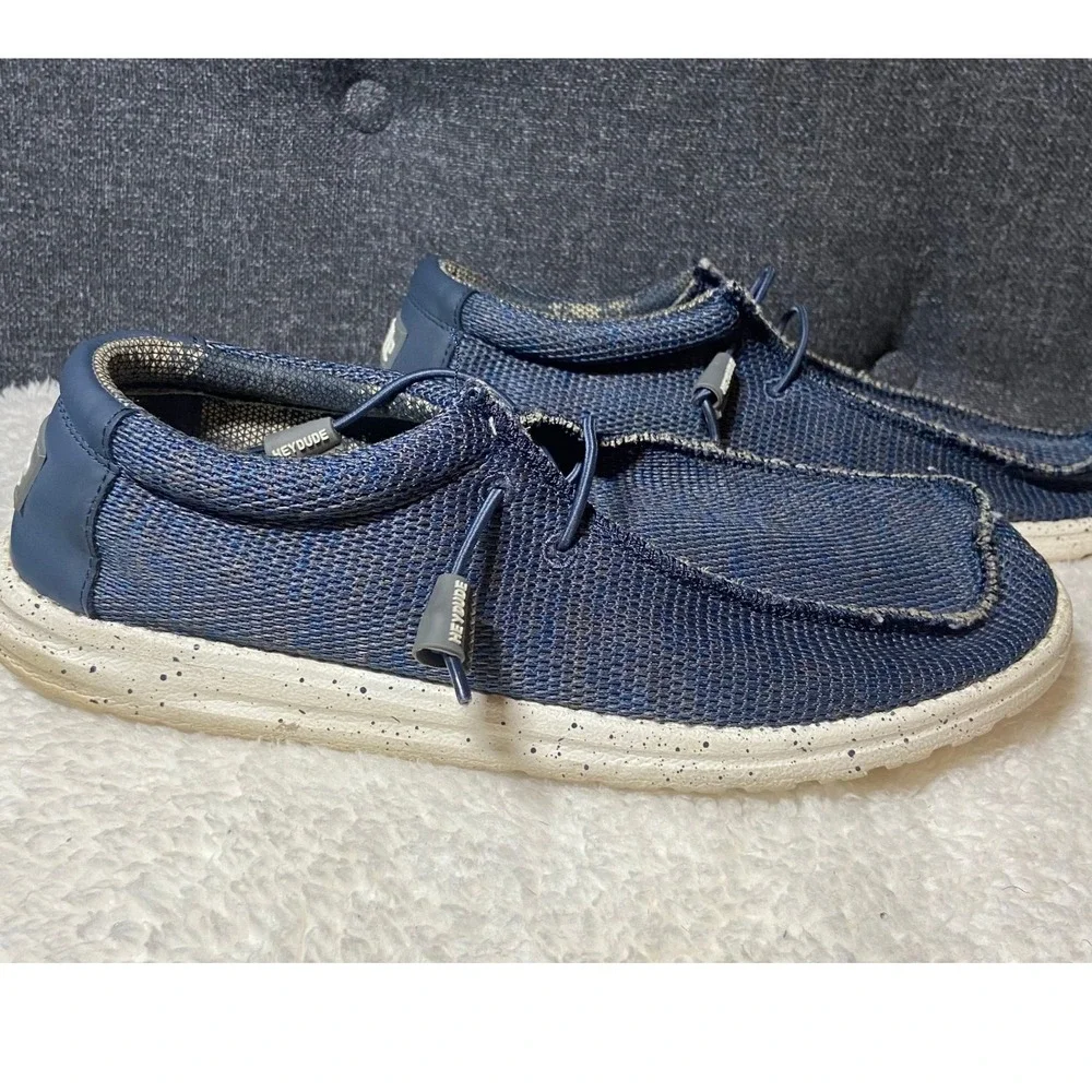 Hey Dude Wally‎ Sox Navy Grey Mens Casual Loafers Slip On Shoes Size 10